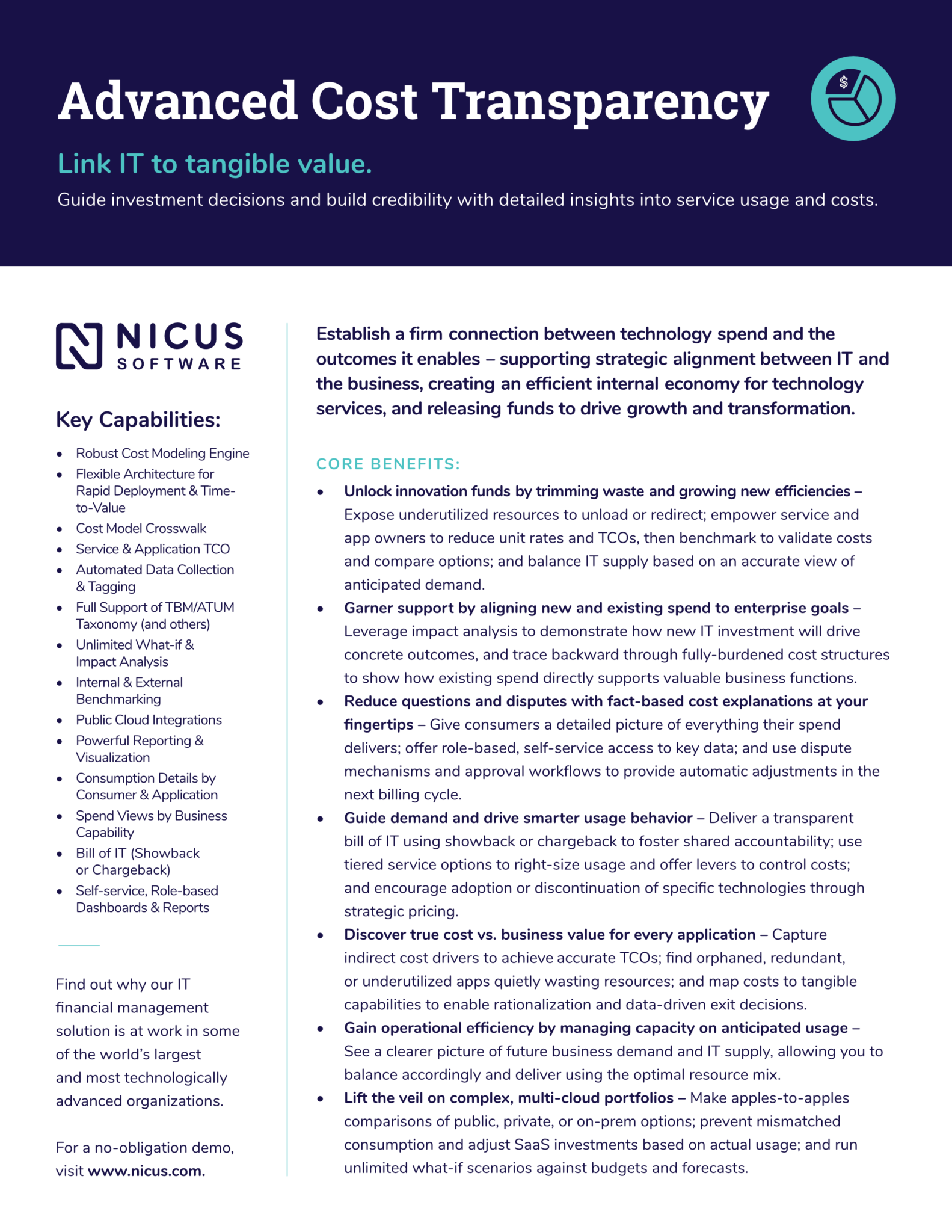 Datasheet Advanced Cost Transparency Nicus Software