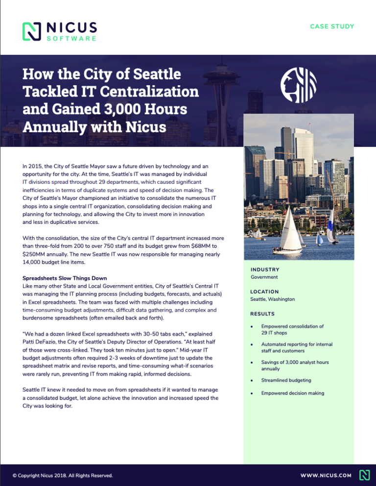 City of Seattle Tackles IT Centralization and Gains 3,000 Hours Annually with Nicus