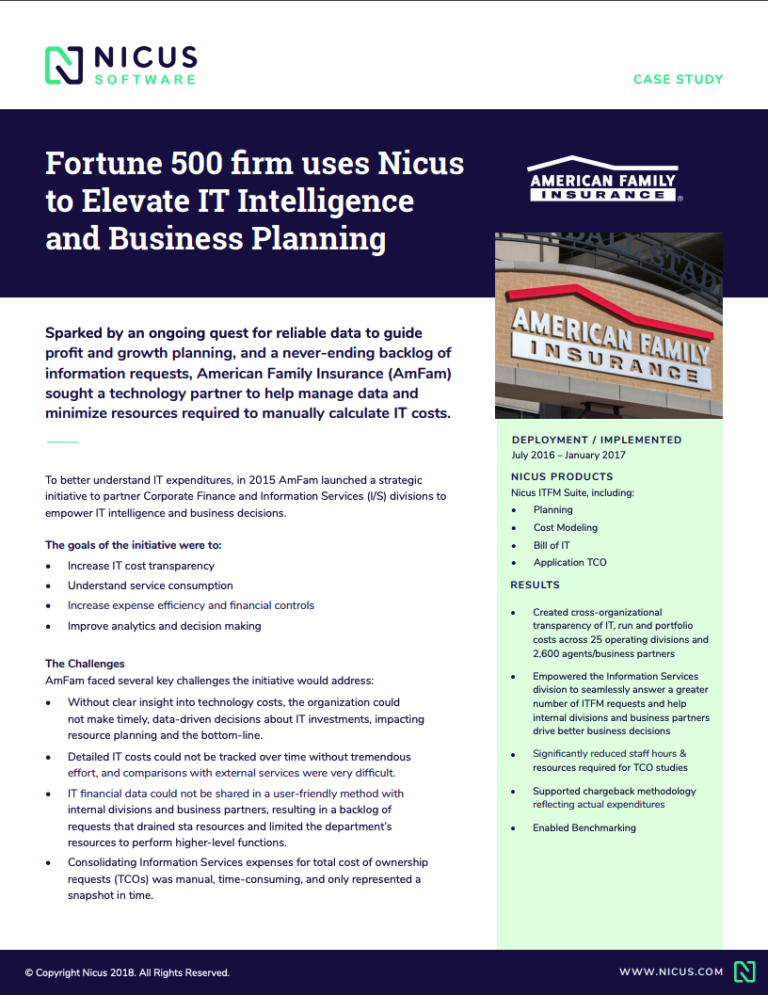 AmFam Uses Nicus to Elevate IT Intelligence & Business Planning