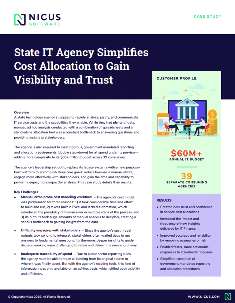 State IT Agency Simplifies Cost Allocation to Gain Visibility and Trust